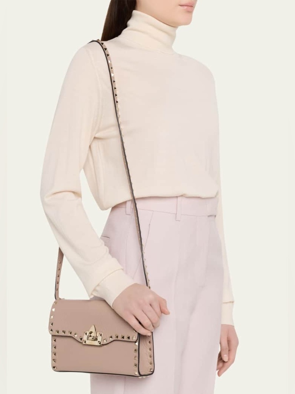Valentino Garavani Leather Rockstuds crossbody bag small
